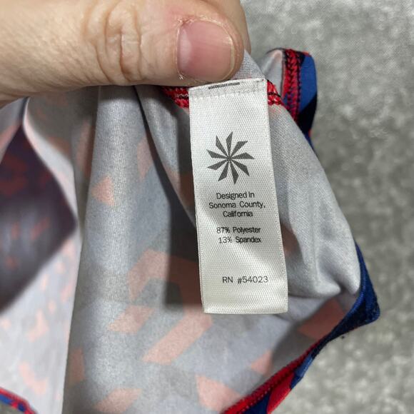 Athleta Blue & Red Geometric Print Racerback Tank Top - Size Small - Scoop Neck - Picture 5 of 7